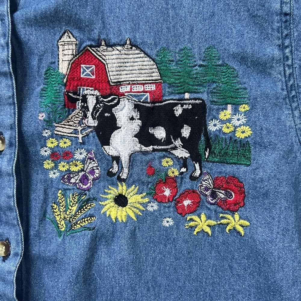 Vintage 2000’s Embroidered Farm Tee - image 3