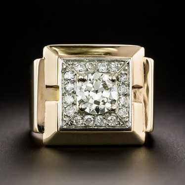 French Art Deco .95 Carat Center Diamond Ring