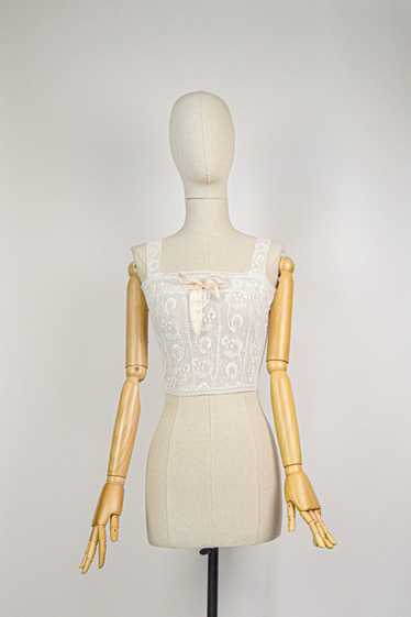HONORINE - 1920s Vintage Cotton Lace Bralette - Si