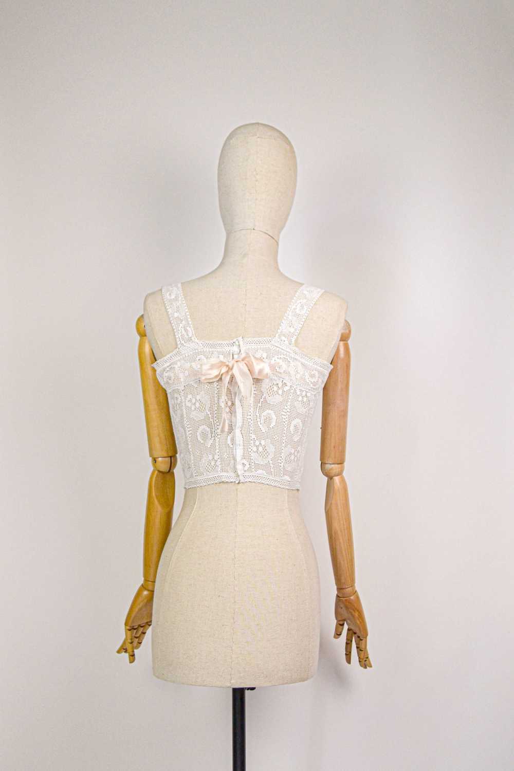 HONORINE - 1920s Vintage Cotton Lace Bralette - S… - image 4
