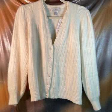 Vintage Vintage 80’s Dividends Angora Cream Cardi… - image 1