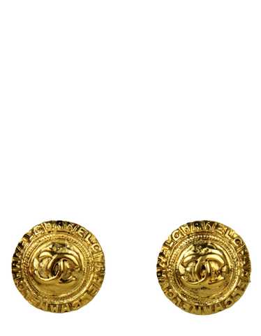 Chanel Vintage Goldtone 1" CC Button Clip-On Earri