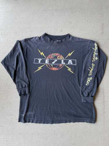 1992 Tesla (the Band) Tour T-Shirt with Bleach Fading - Giant by Tee J –  Red Vintage Co