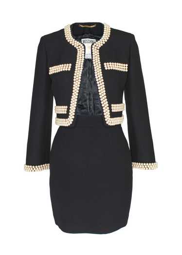 Moschino Black, Wool Pearl Embellished Skirt Suit,