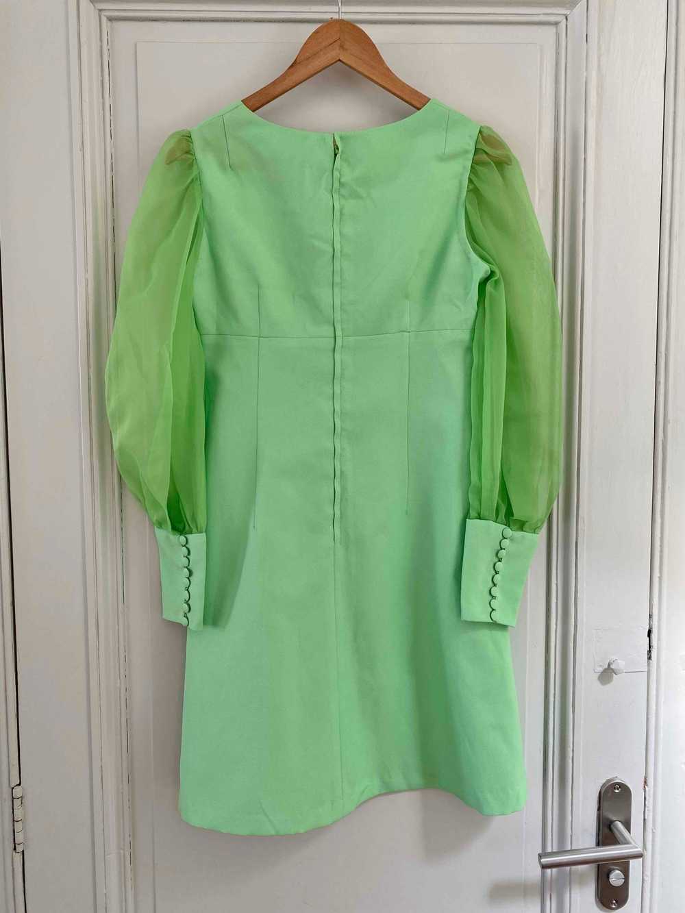60's green dress - 60s green mini dress, in pista… - image 6