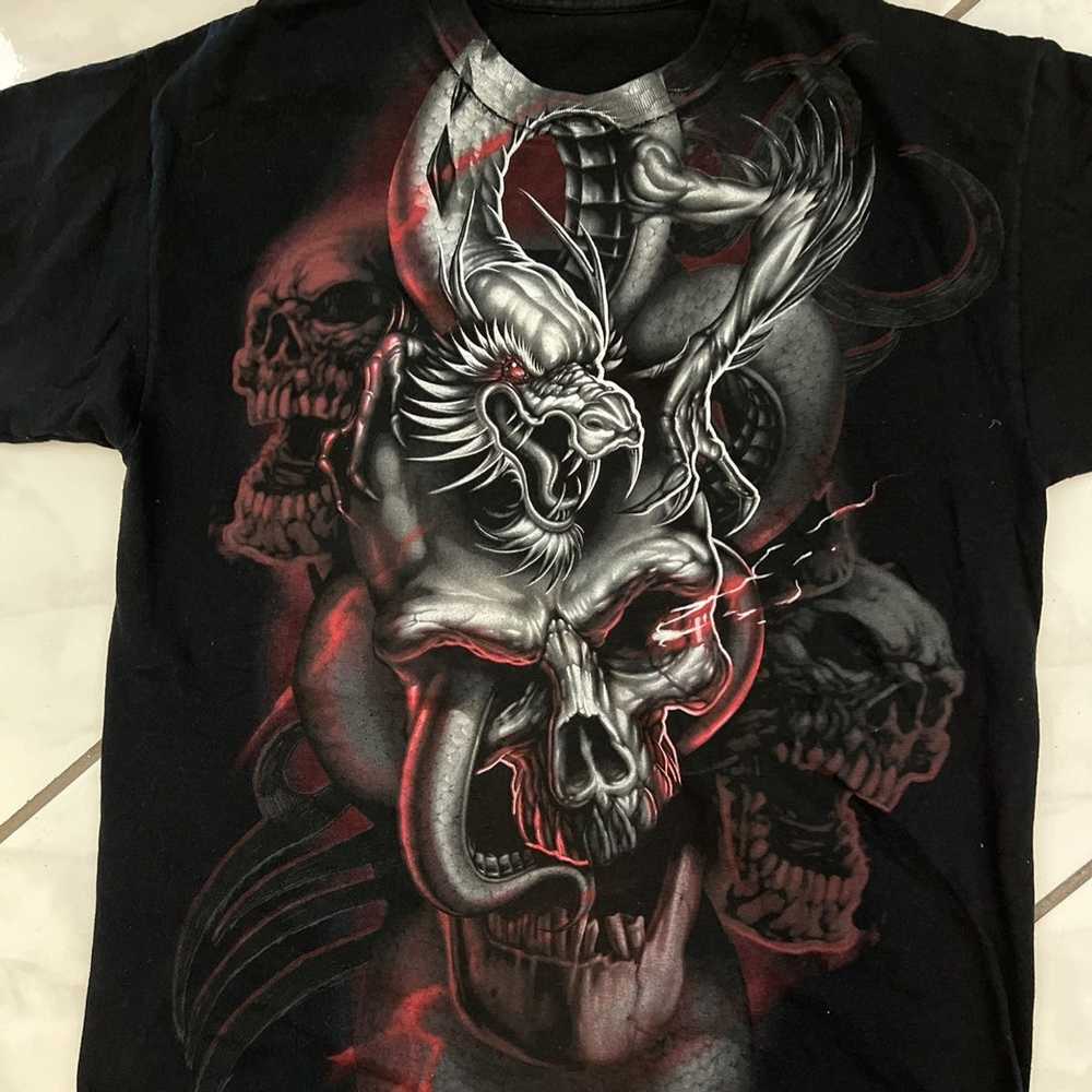 Vintage Vintage Skull Dragon Shirt Mens LargeGrun… - image 2