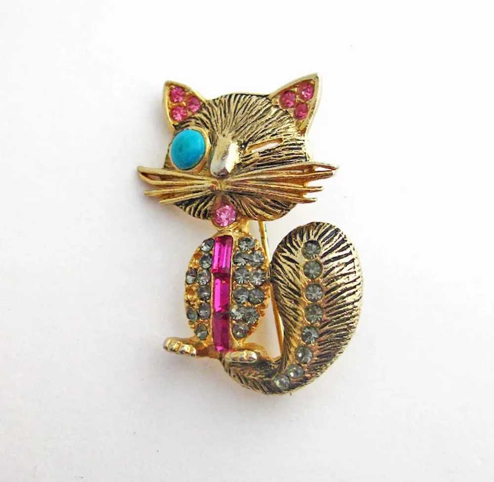 Spectacular Winking Cat Kitten Brooch Pin - image 4