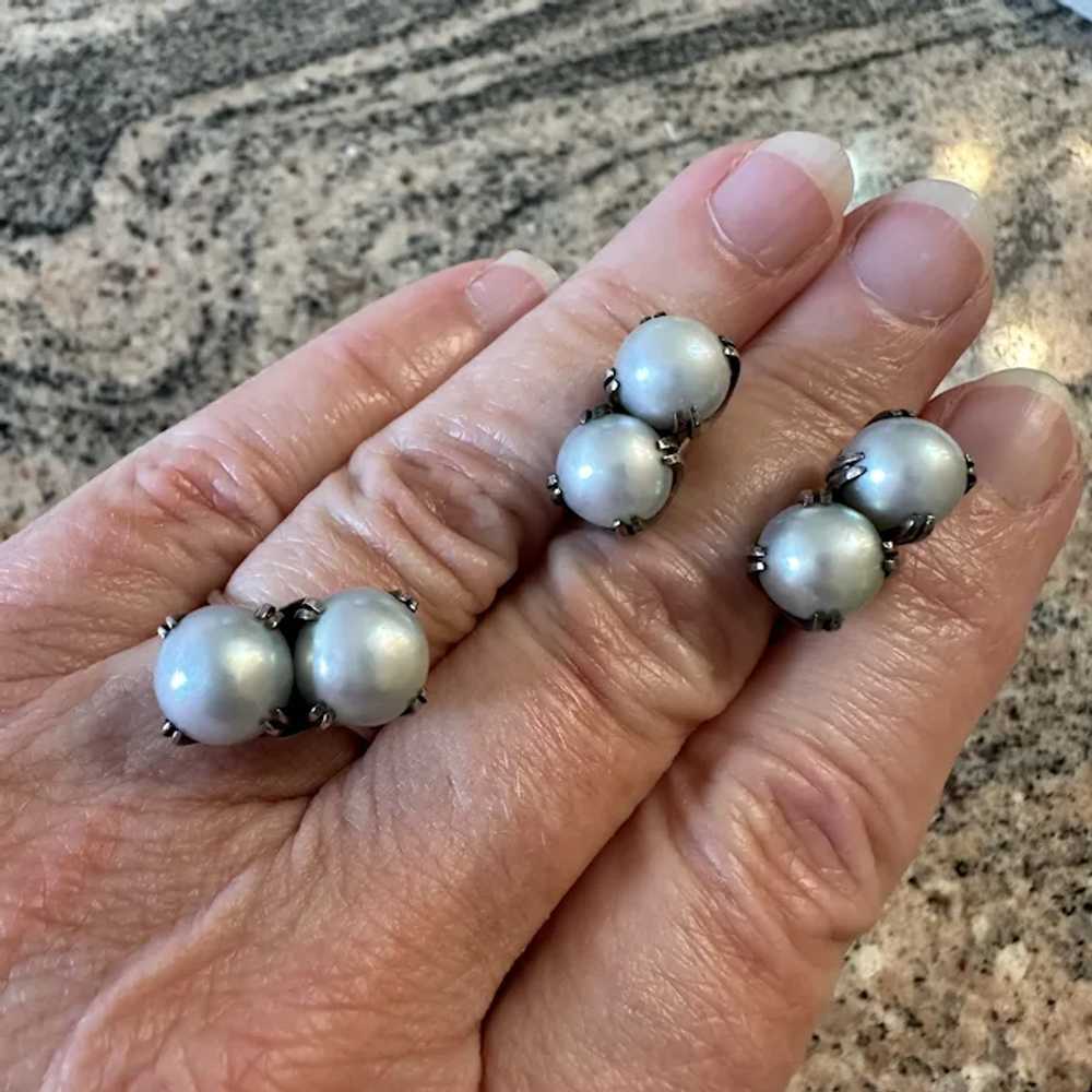 Art Deco Retro Era Grey/ Silver South Sea Pearls … - image 8