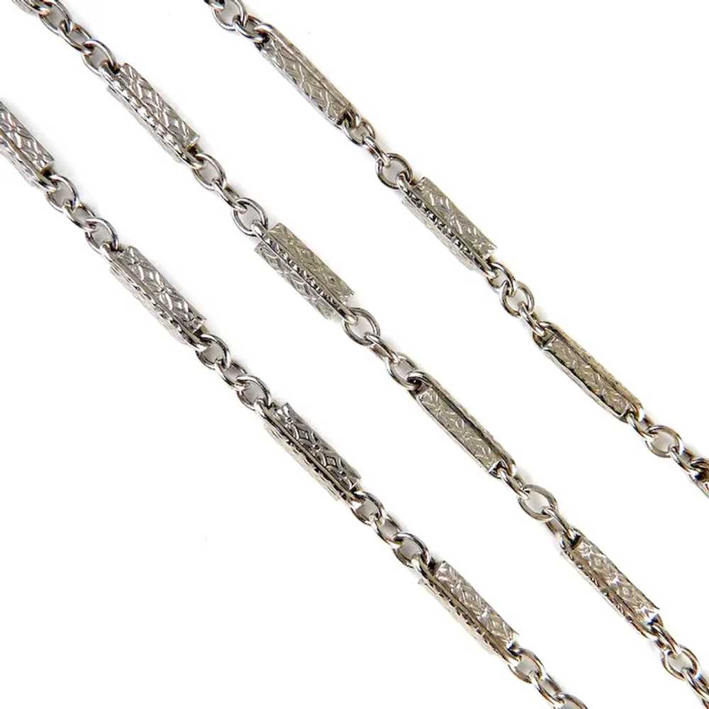 Vintage Silver Tone Bar Link Pocket Watch Chain, … - image 2