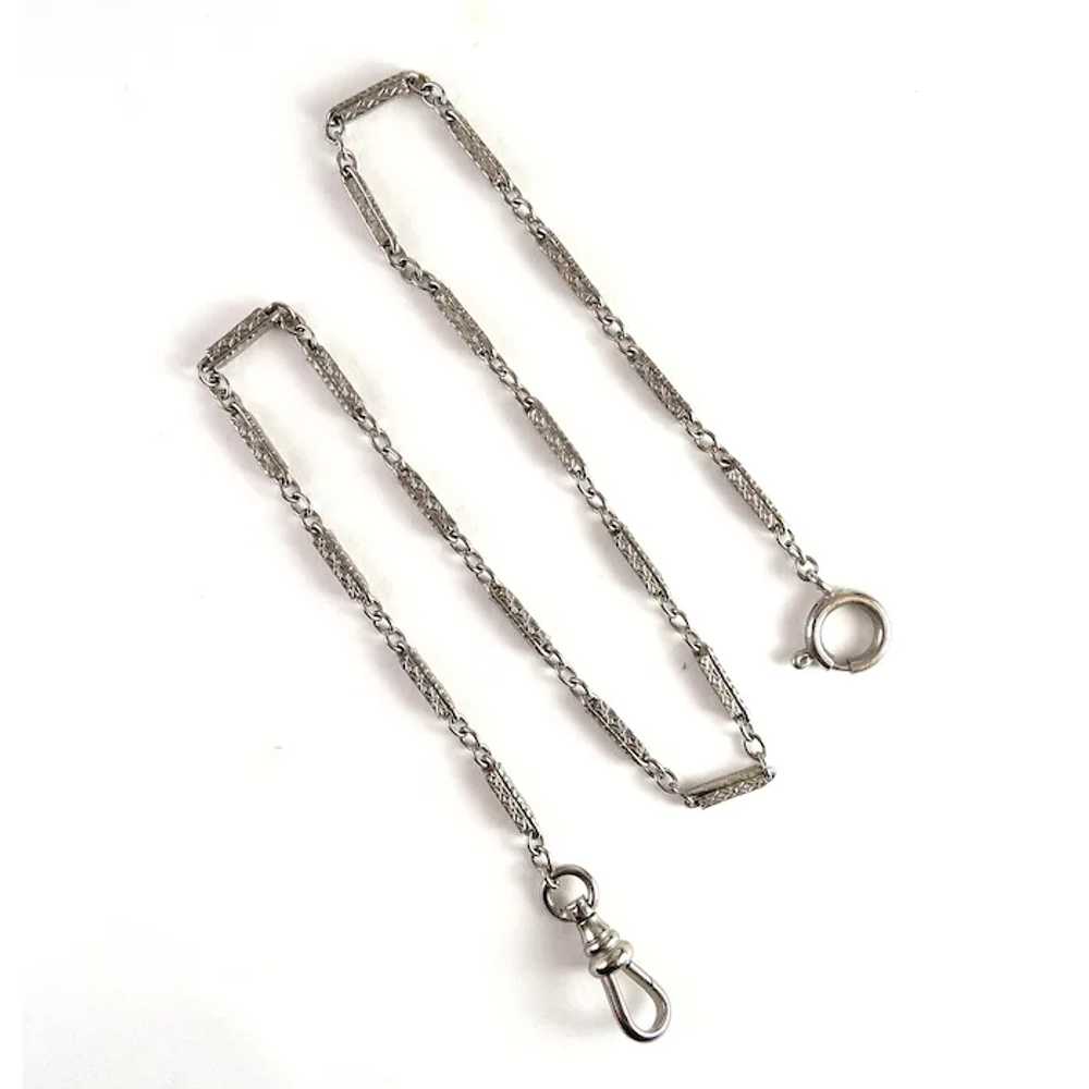 Vintage Silver Tone Bar Link Pocket Watch Chain, … - image 3