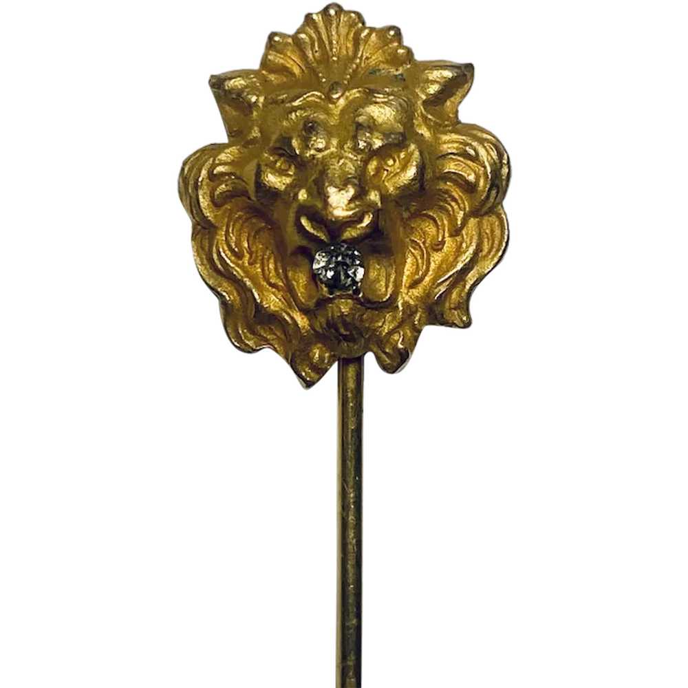 Edwardian Lion Stick Pin Gilt - image 1