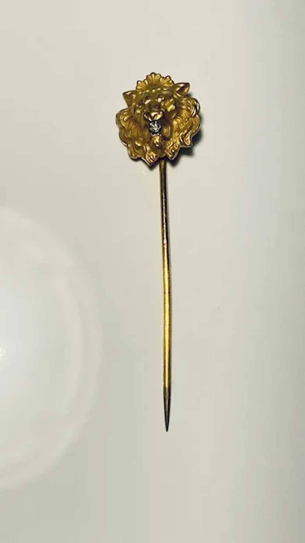 Edwardian Lion Stick Pin Gilt - image 2