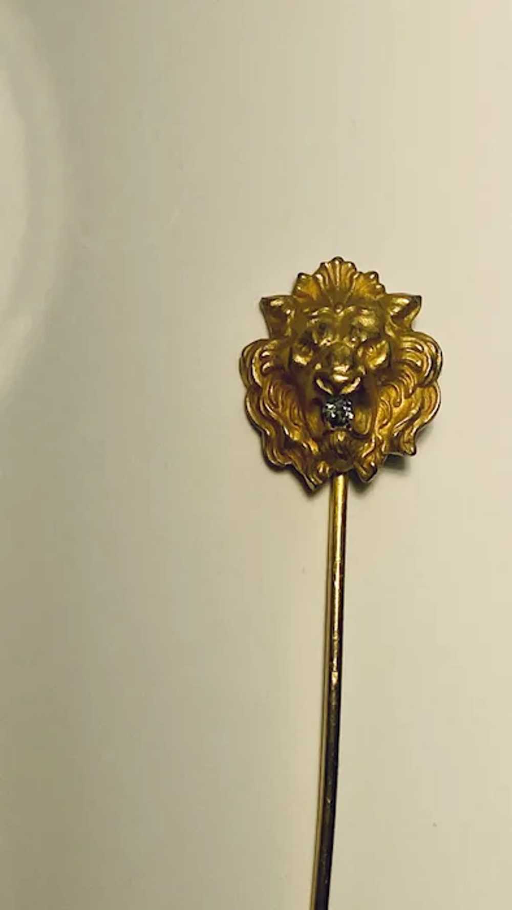 Edwardian Lion Stick Pin Gilt - image 5