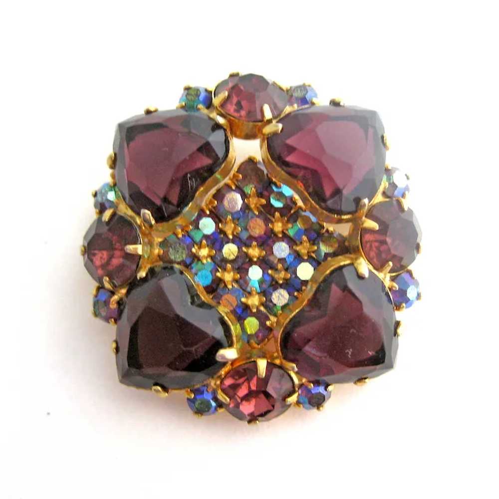 Juliana Stunning layered pin with Four Amethyst H… - image 3