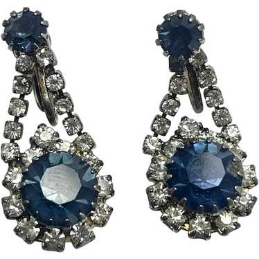 Vintage Blue Rhinestone Drop Earrings