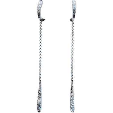 Darling 18k Diamond Chain Huggie Drop Earrings - image 1