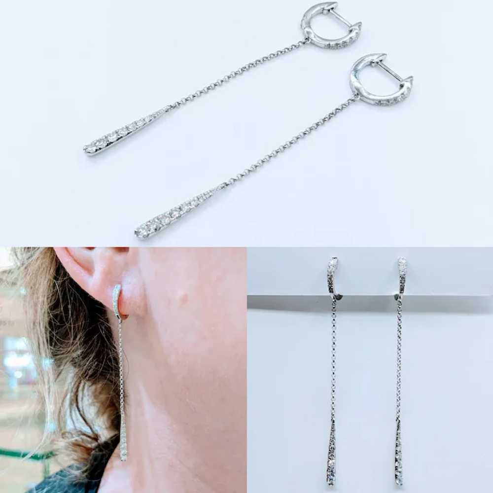 Darling 18k Diamond Chain Huggie Drop Earrings - image 2