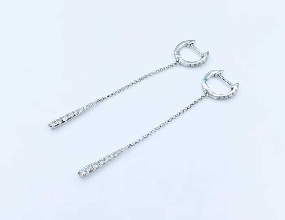Darling 18k Diamond Chain Huggie Drop Earrings - image 4