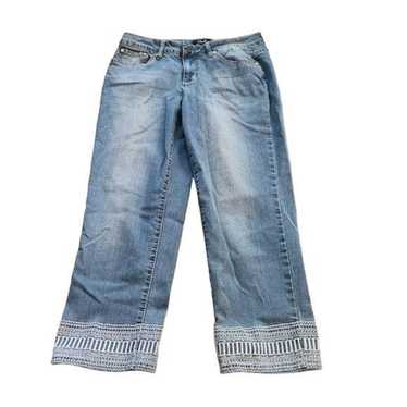 Earl Jeans Straight Leg Cuffed Stretch Blue Jeans Womens Size 8