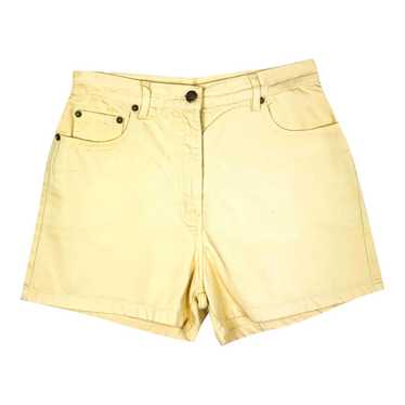 High waisted denim shorts, pastel yellow - High w… - image 1