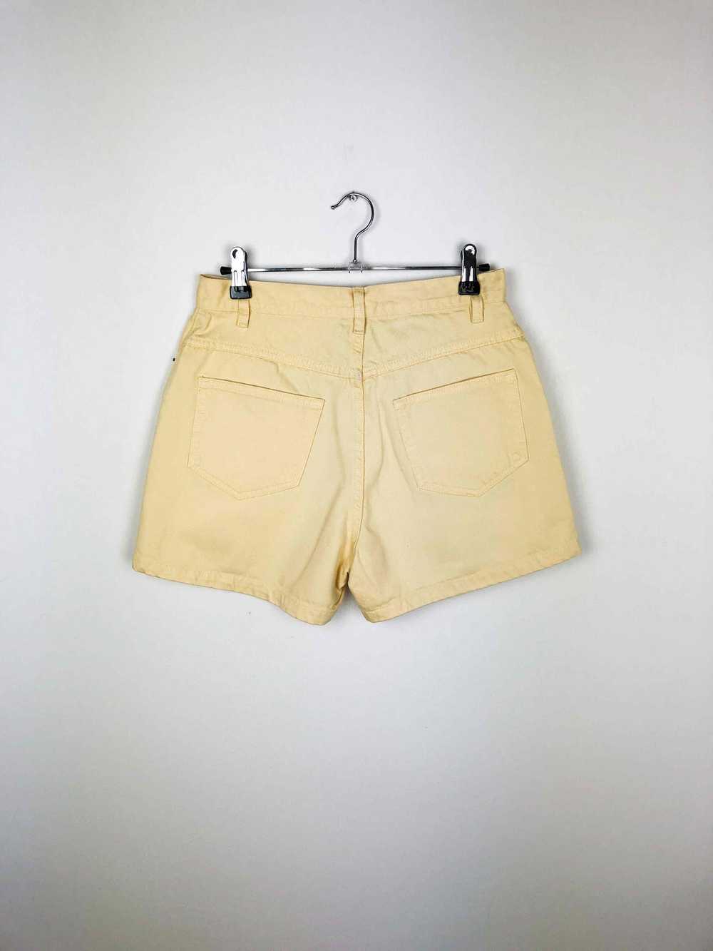 High waisted denim shorts, pastel yellow - High w… - image 2