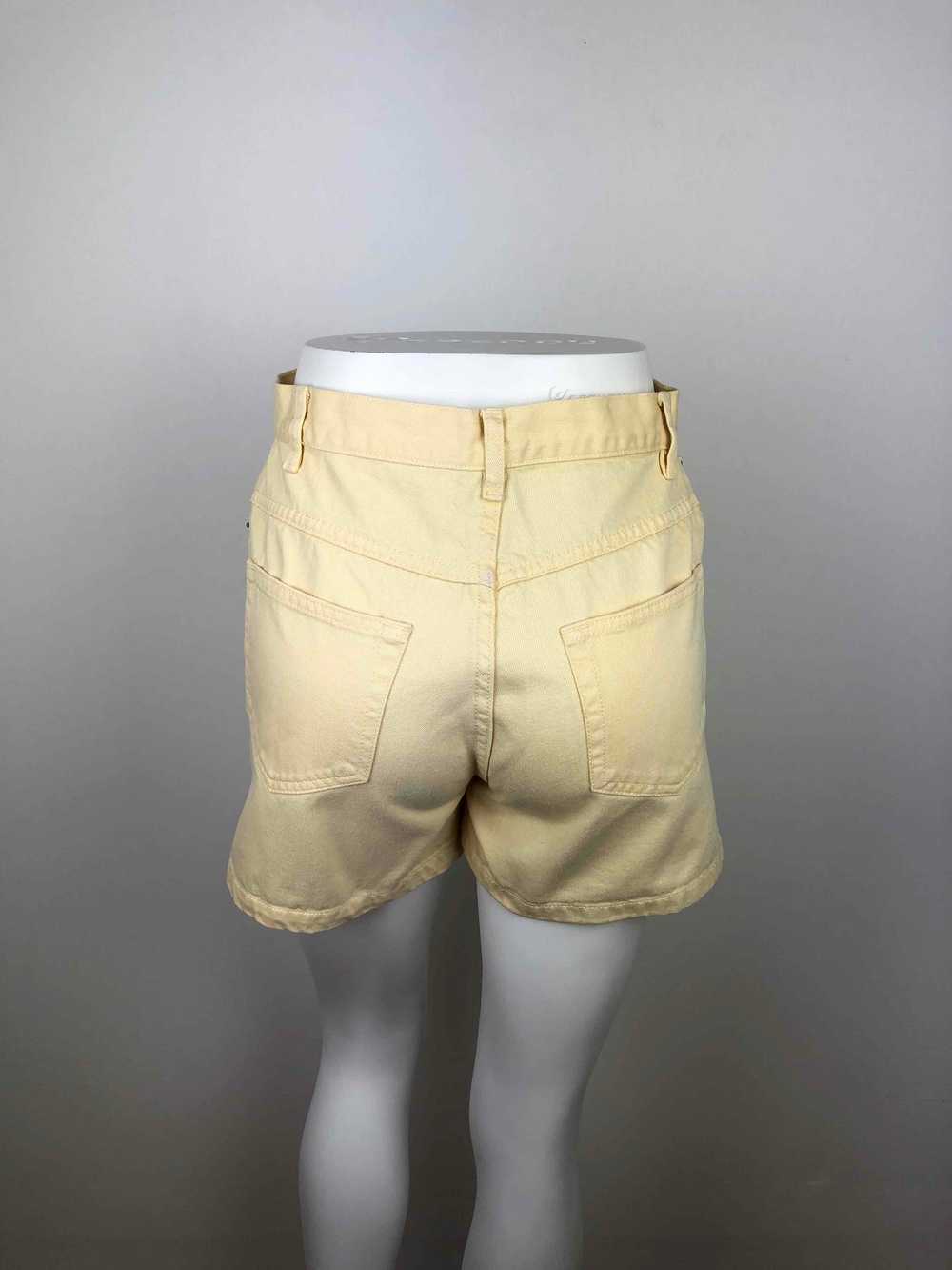 High waisted denim shorts, pastel yellow - High w… - image 3