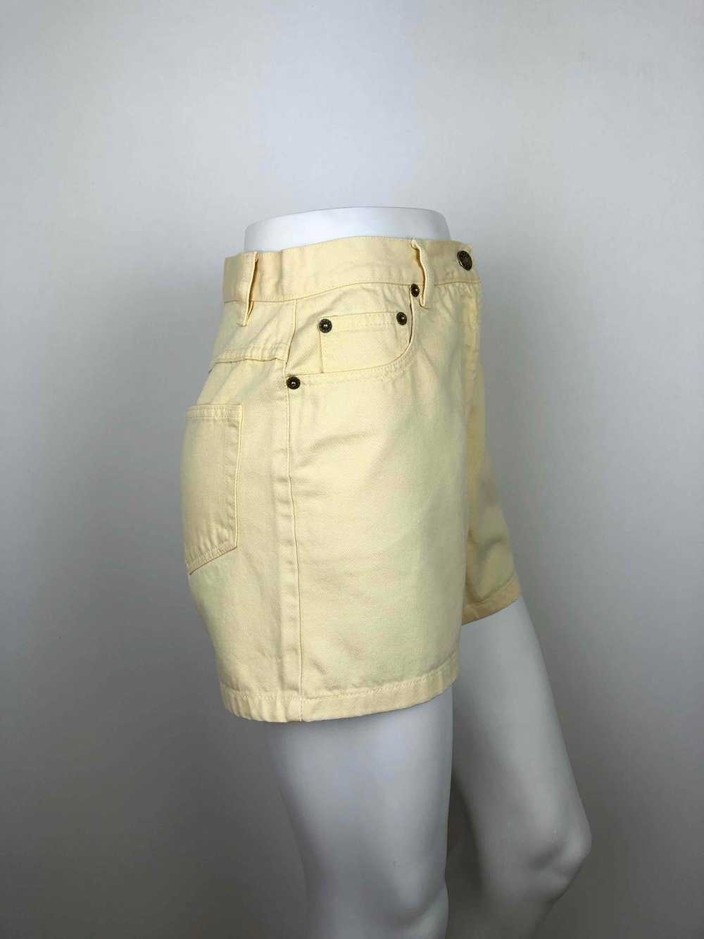 High waisted denim shorts, pastel yellow - High w… - image 5