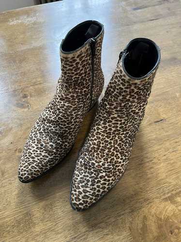 Celine Celine Jacno leopard print pony hair boots