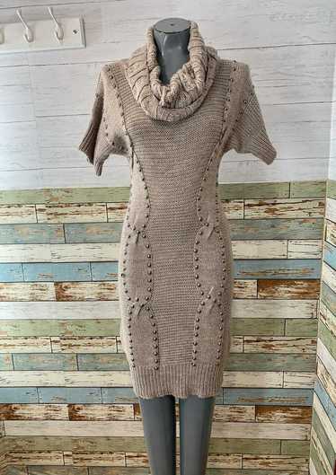 00s Short Sleeve Knit Dress & Studs By Milano