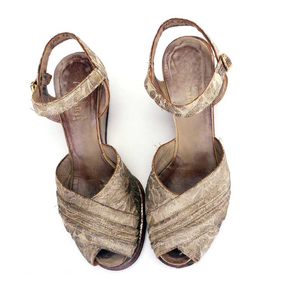 1940s CC41 Brocade Wedge Sandals by Joyce UK 3 - image 2