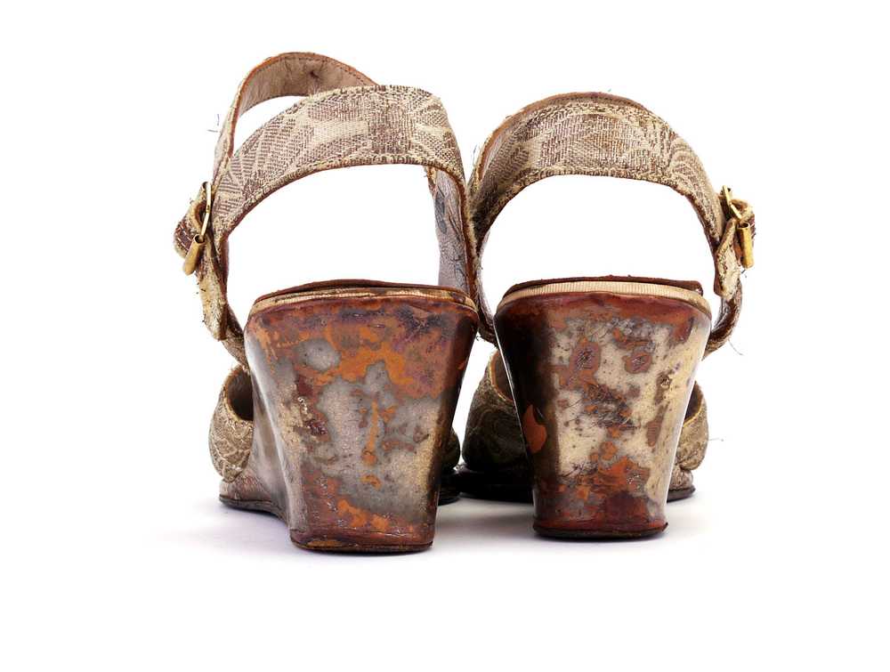 1940s CC41 Brocade Wedge Sandals by Joyce UK 3 - image 5