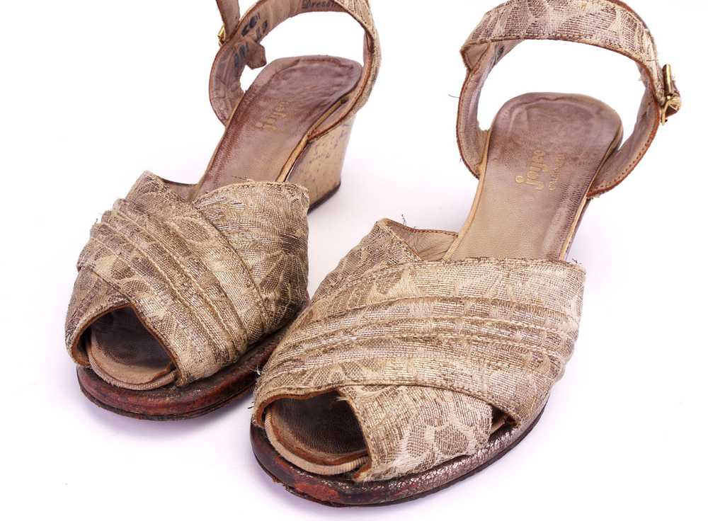1940s CC41 Brocade Wedge Sandals by Joyce UK 3 - image 6