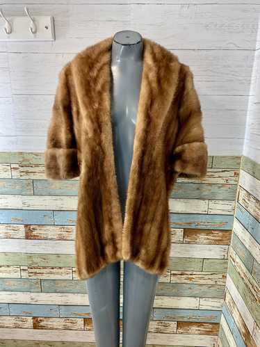 40’s Brown Mink Shawl with inside Pockets