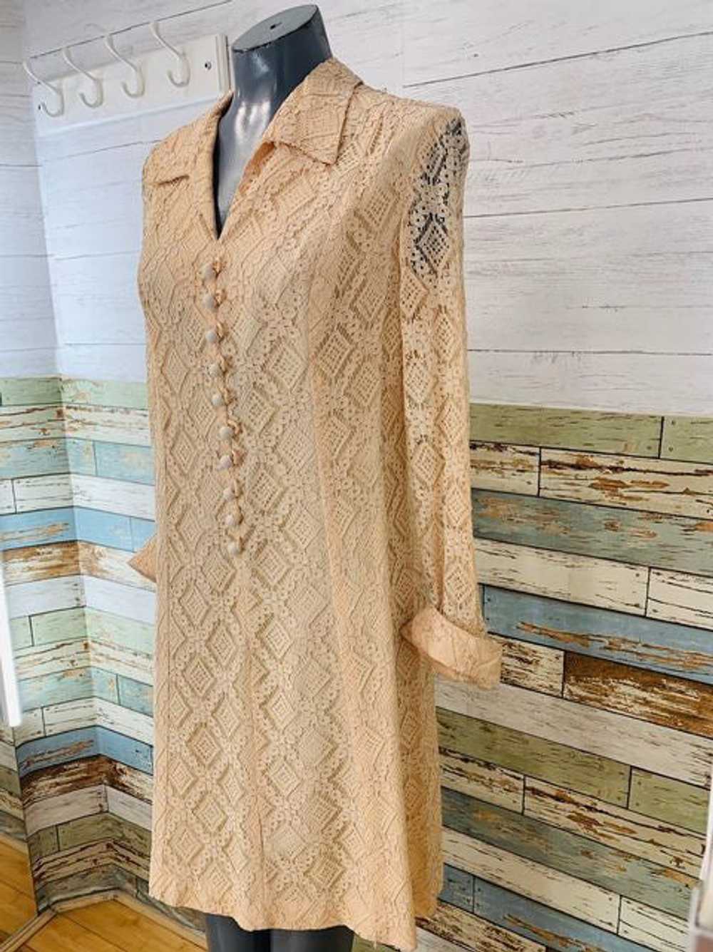 60s Long Sleeve Lace Dress - image 2