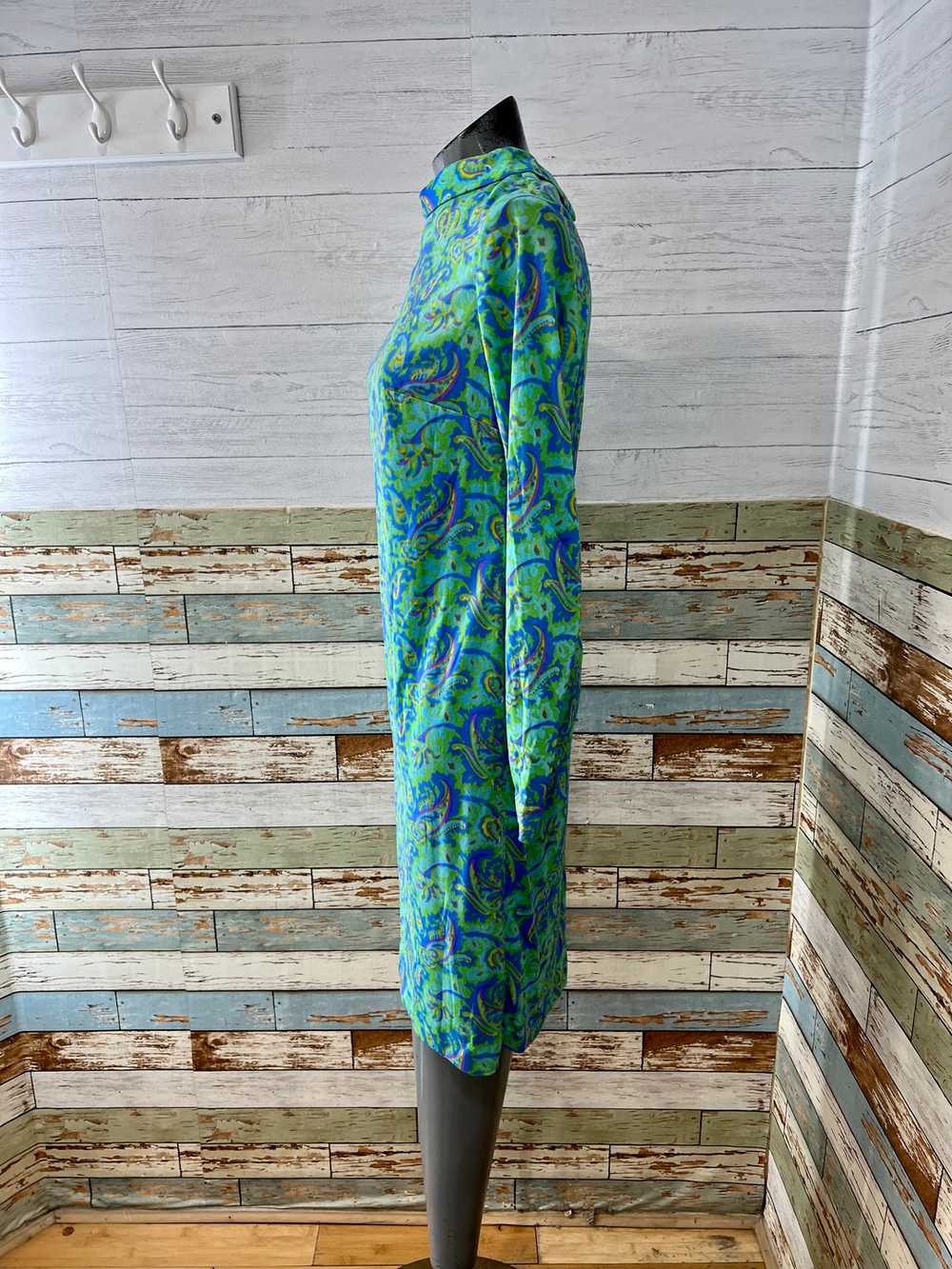 60’s Aqua Parsley Long Sleeve Dress - image 6