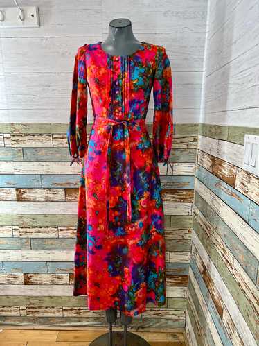 60’s multicolor Long Sleeve Maxi Dress by Vera Mon