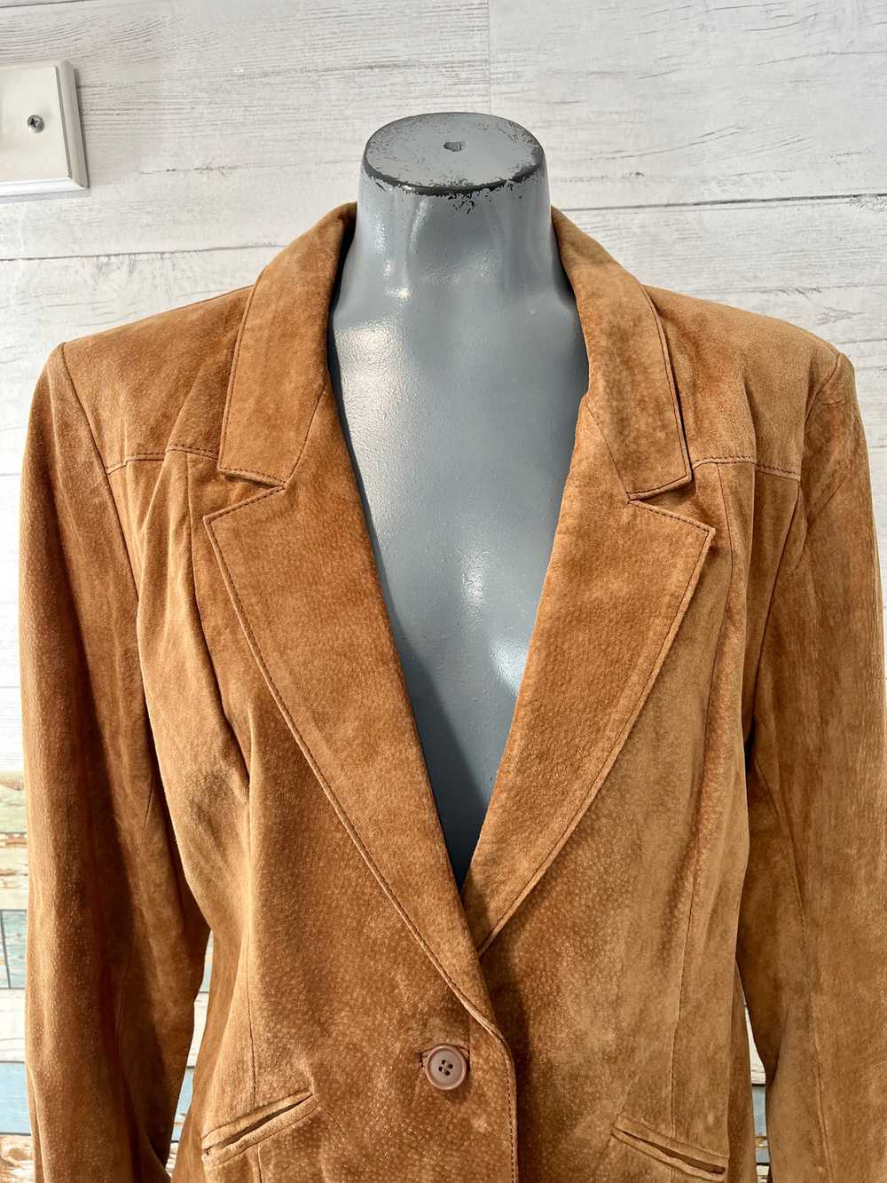 Vintage 80’s Brown Suede Short Leather Blazer by … - image 4