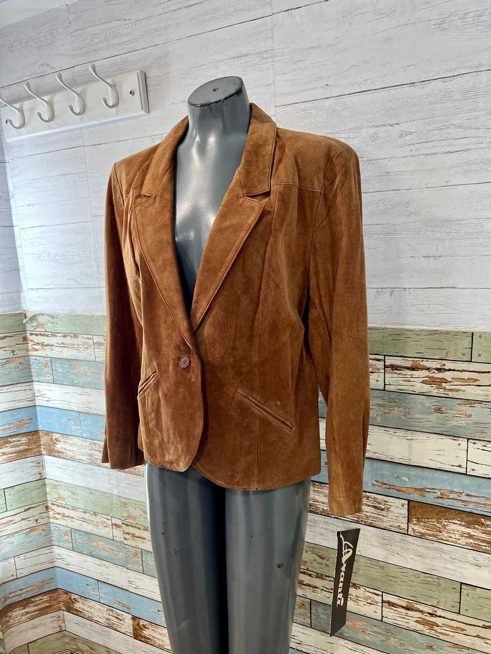 Vintage 80’s Brown Suede Short Leather Blazer by … - image 5