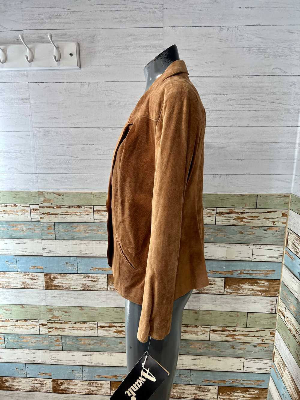 Vintage 80’s Brown Suede Short Leather Blazer by … - image 6