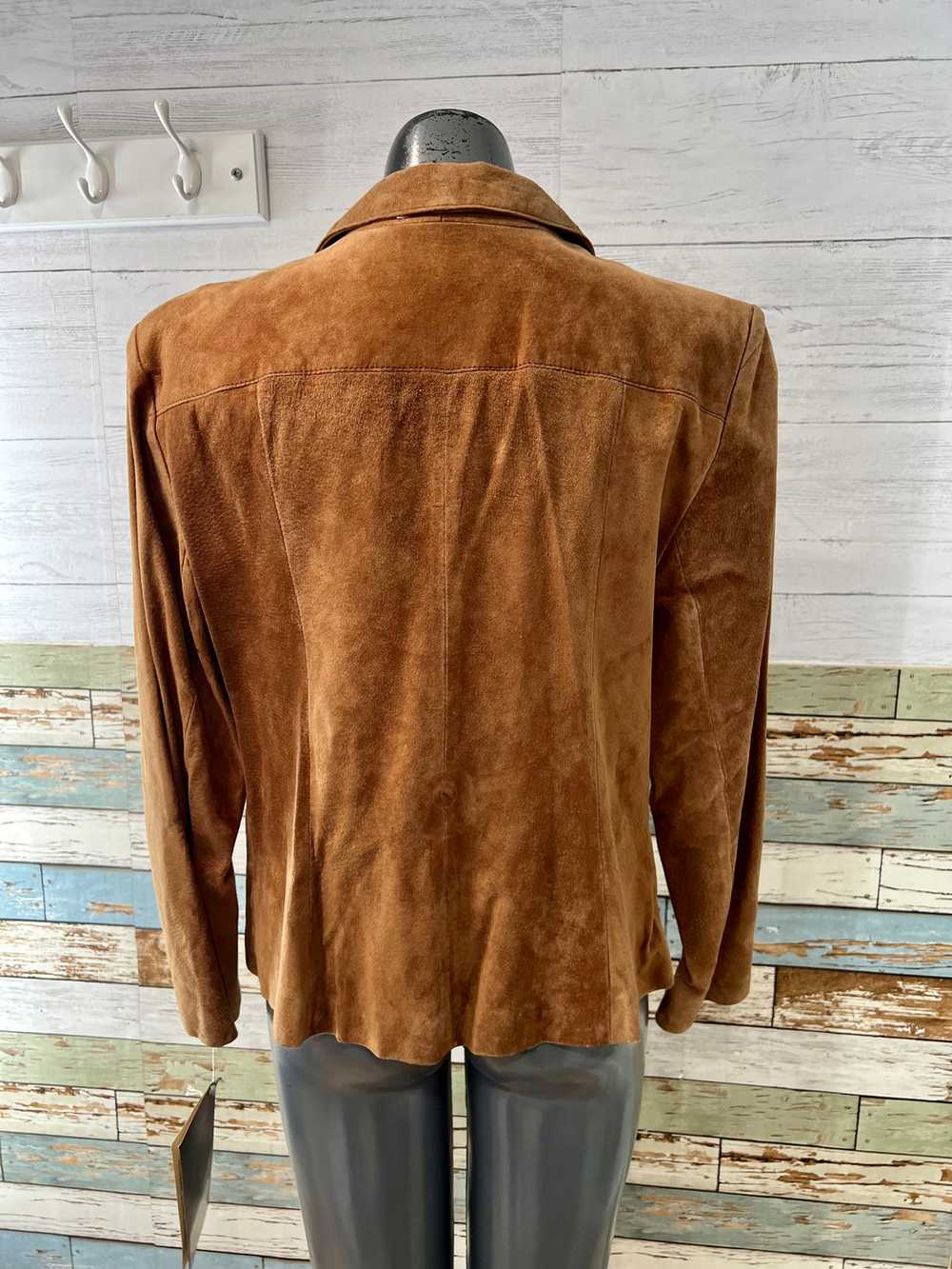 Vintage 80’s Brown Suede Short Leather Blazer by … - image 7