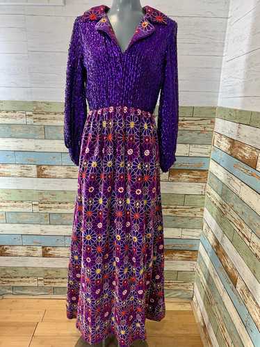 60’s/70’s Purple Sequin Stitched Maxi Dress