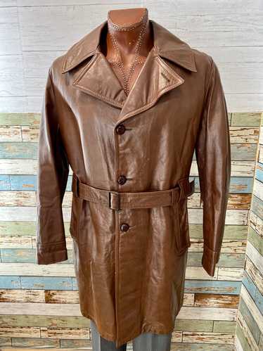 70s Big Lapel’s 3/4 Leather Coat By Startown Londo