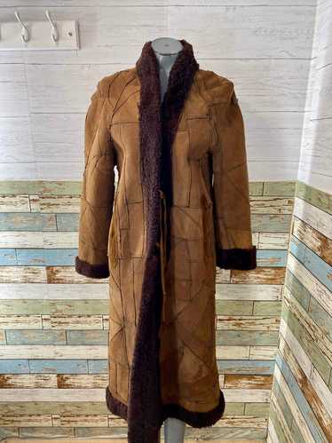 70s Brown Patchwork Shearling Coat