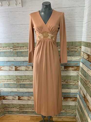 70s long Sleeve Empire Waist Maxi Dress With Embro