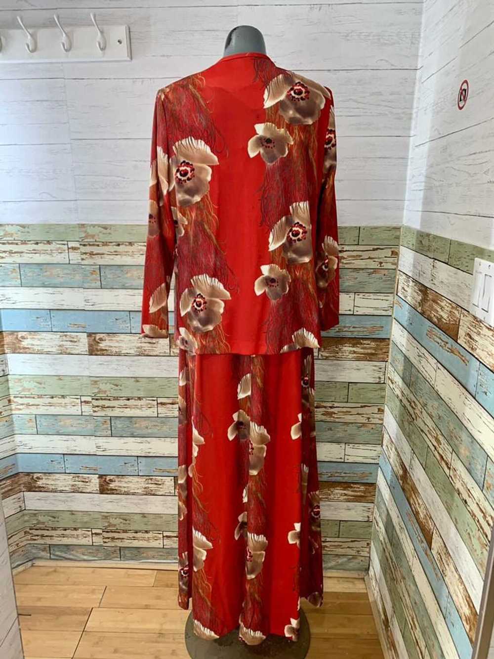 70s Oriental print 2 Piece Dress Set - image 2