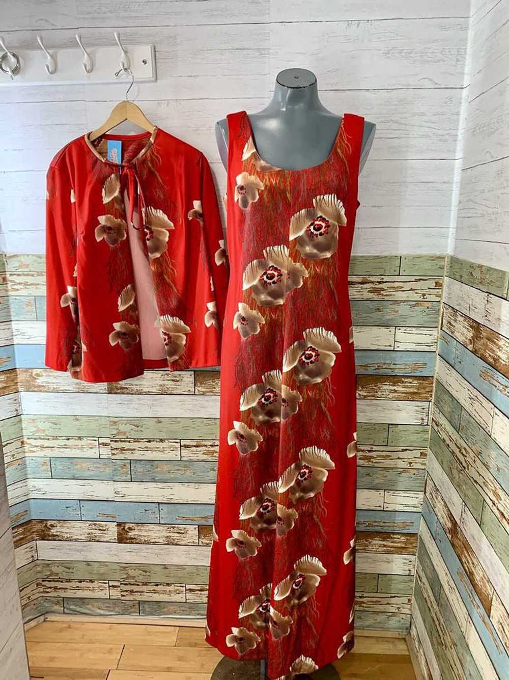 70s Oriental print 2 Piece Dress Set - image 4