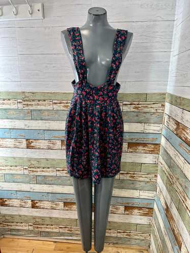 70s/80s Floral Mini Skirt With Suspenders