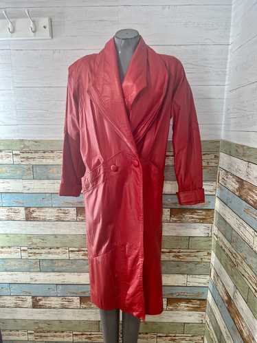 90’s Red Double Breasted Coat By Pelle Studio