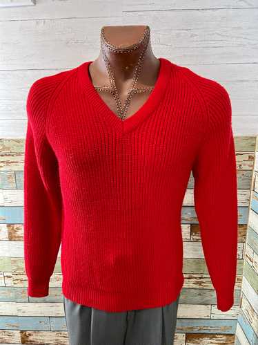 90’s Red knit V- Neck Sweater