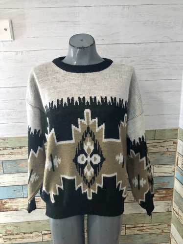 90’s Patterned Crewneck Pull Over Sweater - image 1